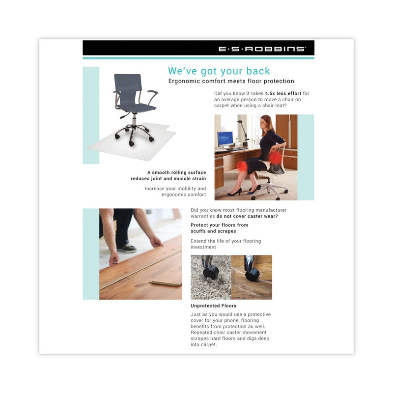 ES Robbins Floor+Mate, For Hard Floor to Medium Pile Carpet up to 0.75", 46 x 48, Black