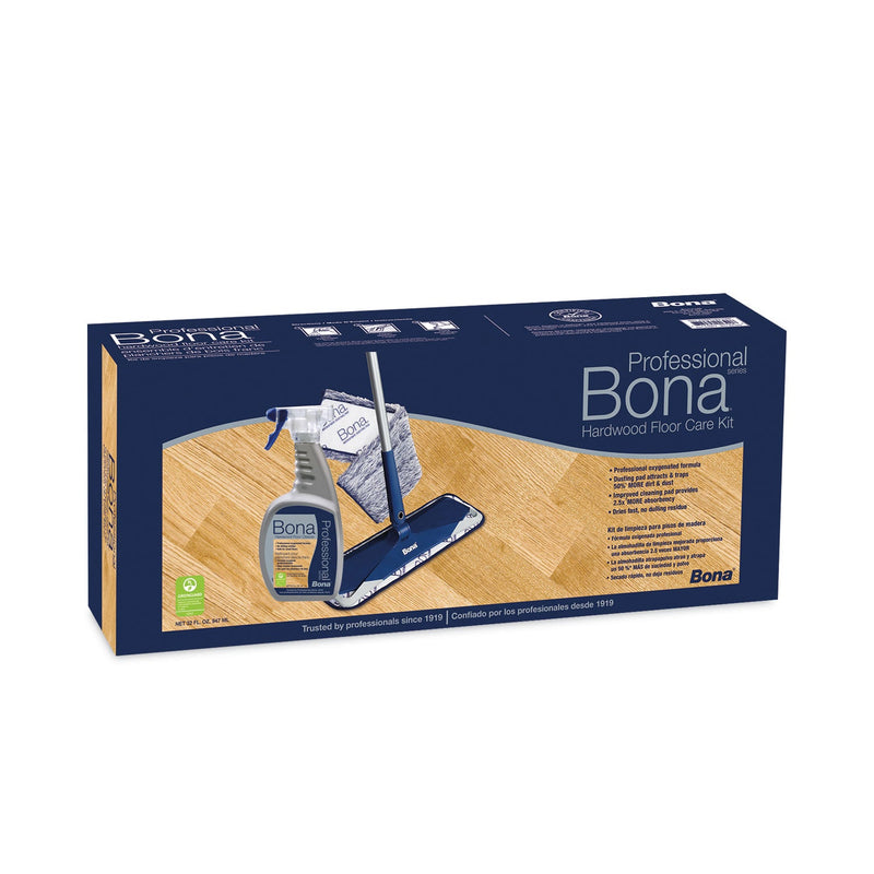 Bona Hardwood Floor Care Kit, 15" Wide Microfiber Head, 52" Blue Steel Handle