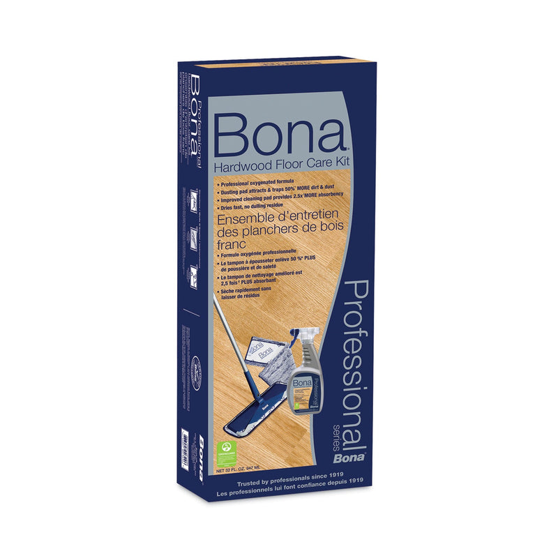 Bona Hardwood Floor Care Kit, 15" Wide Microfiber Head, 52" Blue Steel Handle