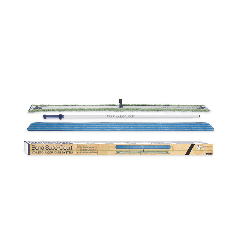 Bona SuperCourt Athletic Floor Care System, 60" Wide  Microfiber Head, 66" Silver/Blue Aluminum Handle