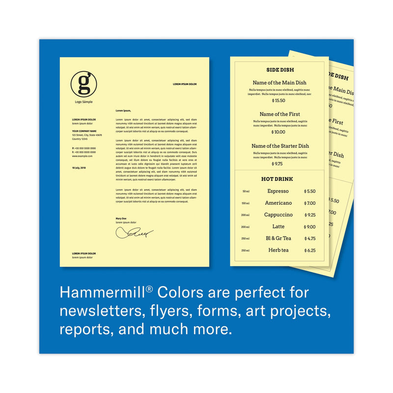 Hammermill Colors Print Paper, 20 lb Bond Weight, 8.5 x 11, Canary, 500/Ream