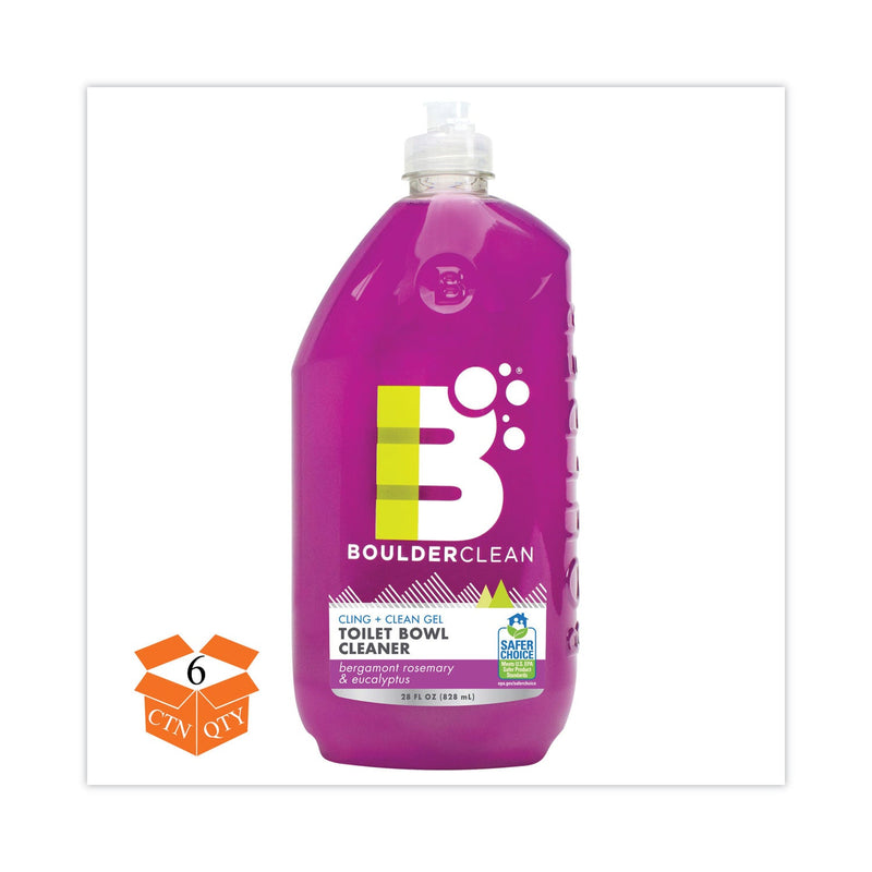 Boulder Clean Toilet Bowl Cleaner, Bergamont, Rosemary and Eucalyptus, 28 oz Bottle, 6/Carton