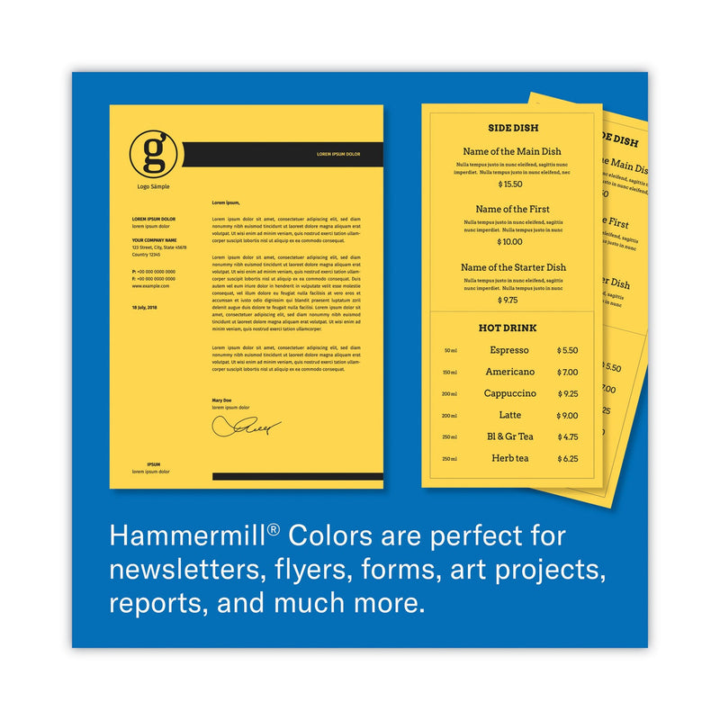 Hammermill Colors Print Paper, 20 lb Bond Weight, 8.5 x 11, Goldenrod, 500/Ream