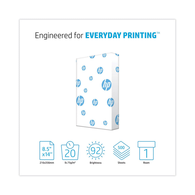 HP Papers Office20 Paper, 92 Bright, 20 lb Bond Weight, 8.5 x 14, White, 500/Ream