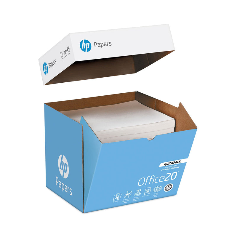 HP Papers Office20 Paper, 92 Bright, 20 lb Bond Weight, 8.5 x 11, White, 2, 500/Carton
