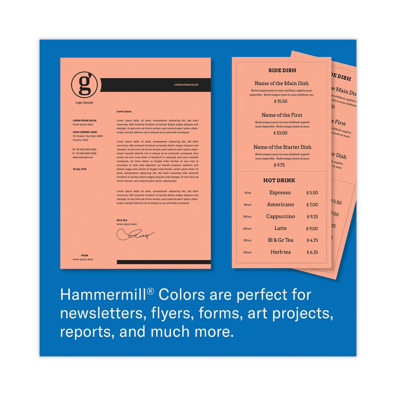 Hammermill Colors Print Paper, 20 lb Bond Weight, 8.5 x 11, Salmon, 500 Sheets/Ream, 10 Reams/Carton