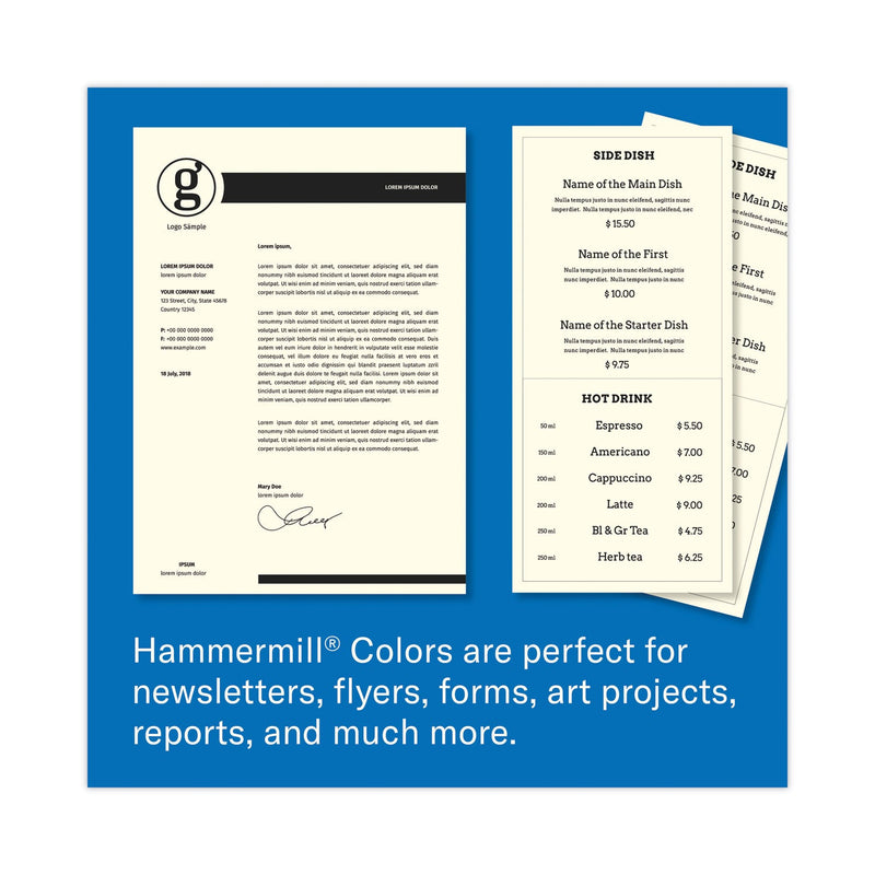 Hammermill Colors Print Paper, 20 lb Bond Weight, 8.5 x 11, Cream, 500/Ream