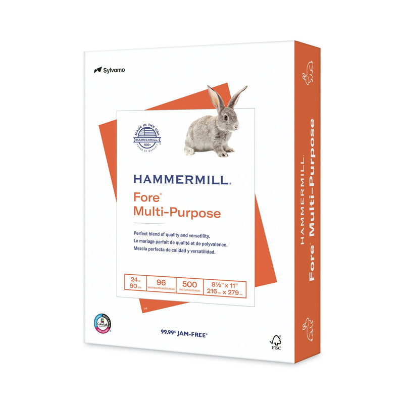 Hammermill Fore Multipurpose Print Paper, 96 Bright, 24 lb Bond Weight, 8.5 x 11, White, 500 Sheets/Ream