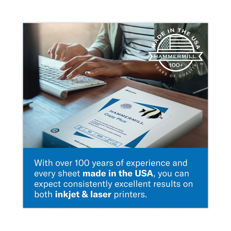 Hammermill Copy Plus Print Paper, 92 Bright, 20 lb Bond Weight, A4, White, 500/Ream