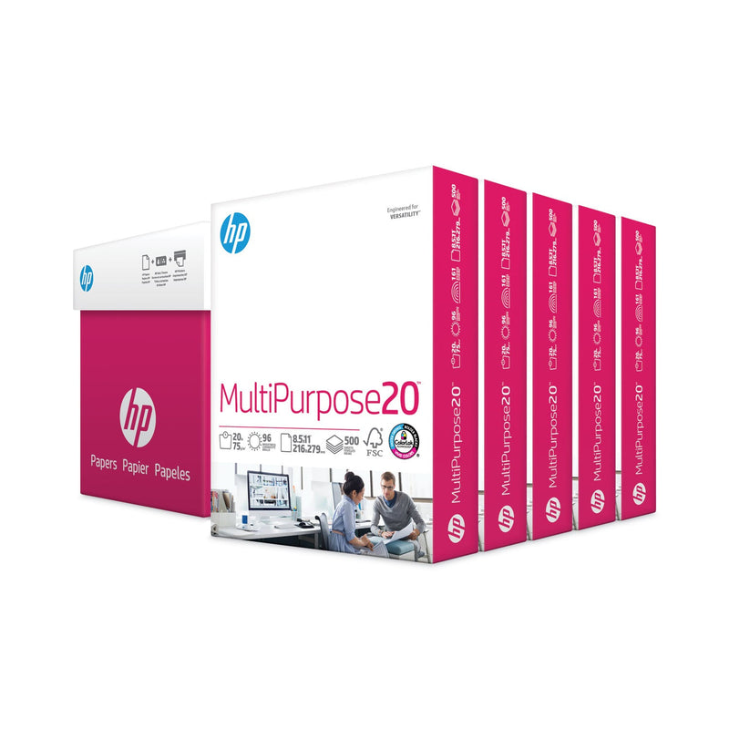 HP Papers MultiPurpose20 Paper, 96 Bright, 20 lb Bond Weight, 8.5 x 11, White, 500 Sheets/Ream, 5 Reams/Carton