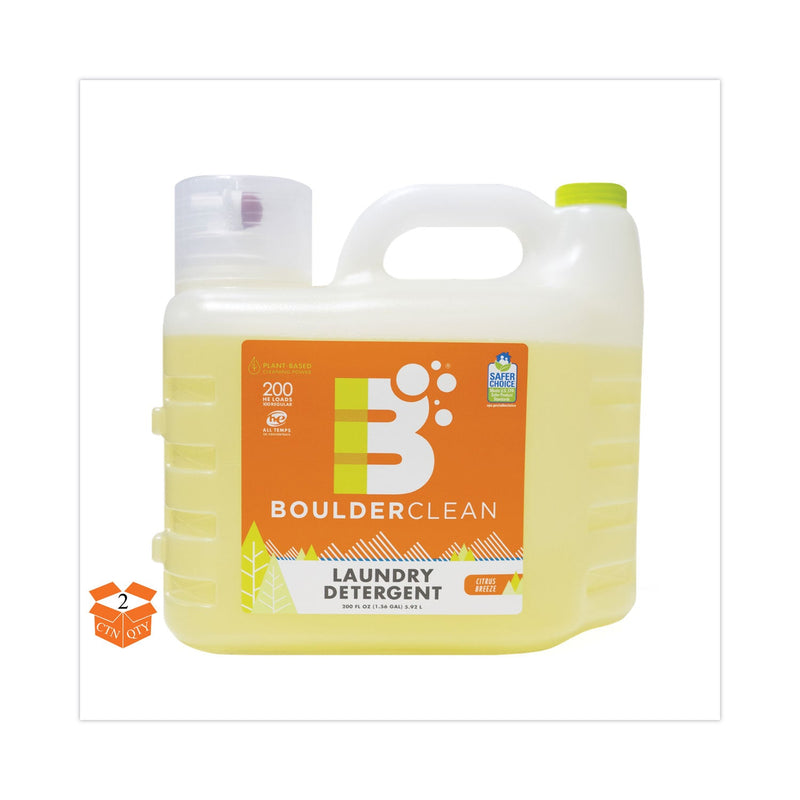 Boulder Clean Liquid Laundry Detergent, Citrus Breeze, 200 oz Bottle, 2/Carton