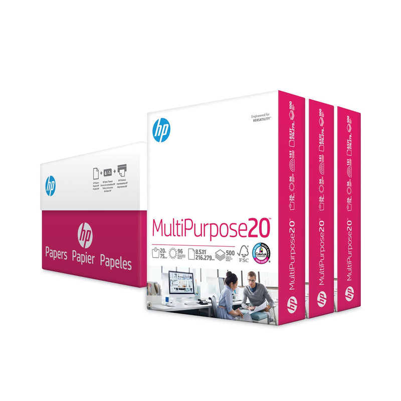 HP Papers MultiPurpose20 Paper, 96 Bright, 20 lb Bond Weight, 8.5 x 11, White, 500 Sheets/Ream, 3 Reams/Carton
