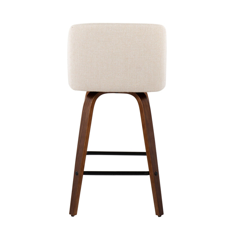 Toriano - Mid Century Modern Fixed Height Counter Stool & Square Footrest (Set of 2)