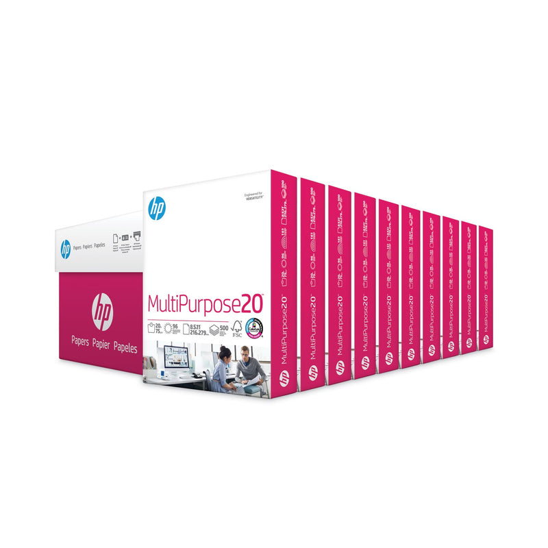 HP Papers MultiPurpose20 Paper, 96 Bright, 20 lb Bond Weight, 8.5 x 11, White, 500 Sheets/Ream, 10 Reams/Carton