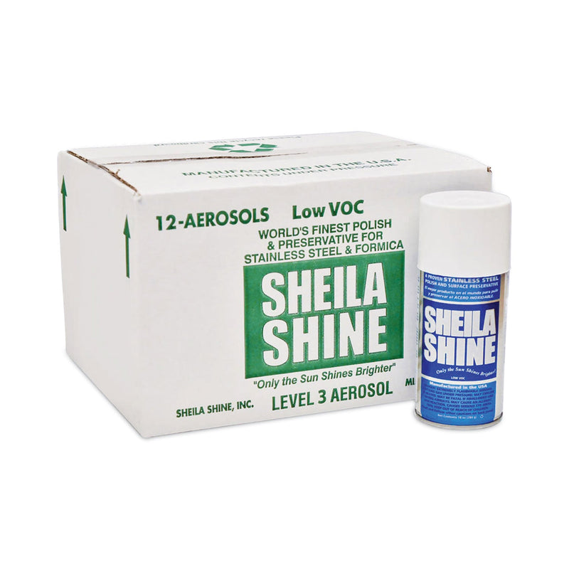 Sheila Shine Low VOC Stainless Steel Cleaner and Polish, 10 oz Spray Can, 12/Carton