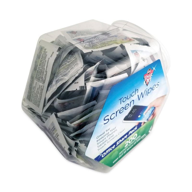 Dust-Off Touch Screen Wipes, 5 x 6, Citrus, 200 Individual Foil Packets in an Easy Grab Jar