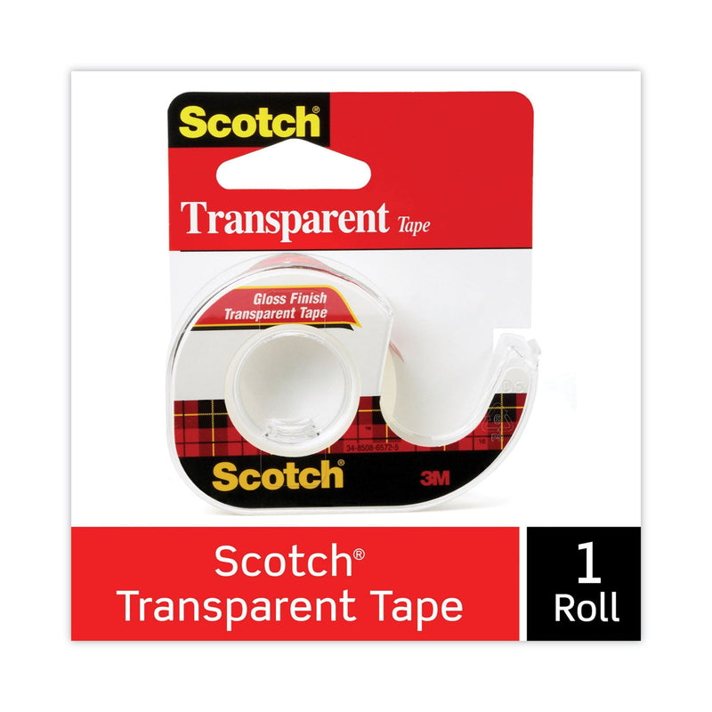 Scotch Transparent Tape In Handheld Dispenser, 1" Core, 0.5" x 37.5 ft, Transparent