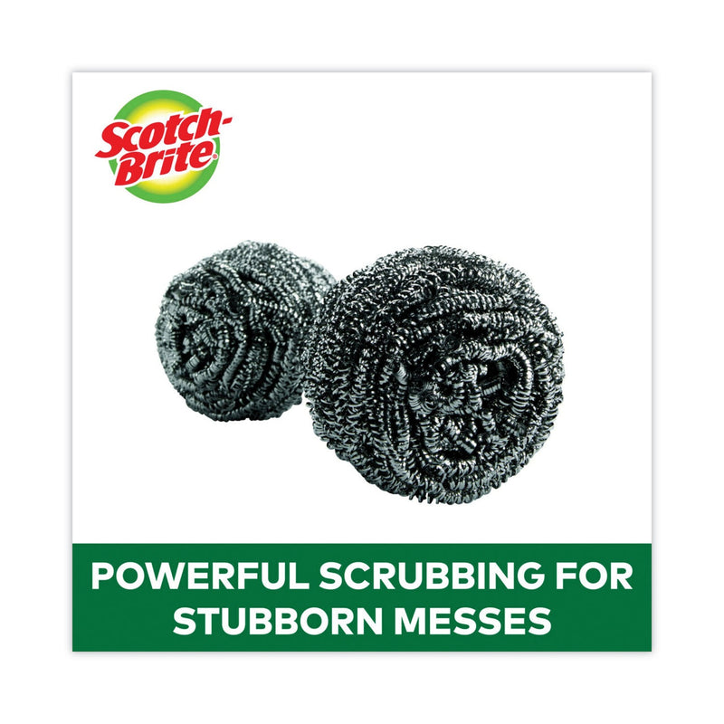 Scotch-Brite Metal Scrubbing Pads, 2.25 x 2.75, Silver, 3/Pack, 8 Packs/Carton