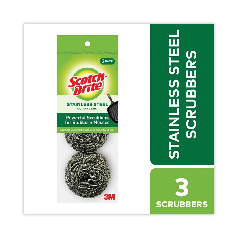 Scotch-Brite Metal Scrubbing Pads, 2.25 x 2.75, Silver, 3/Pack, 8 Packs/Carton