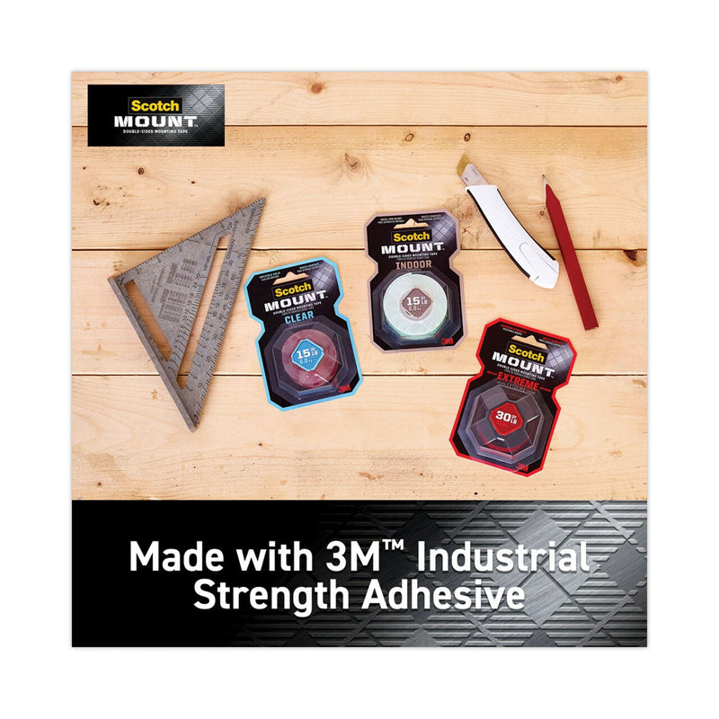 Scotch Permanent Clear Mounting Tape, Holds Up to 15 lbs, 1 x 60, Clear