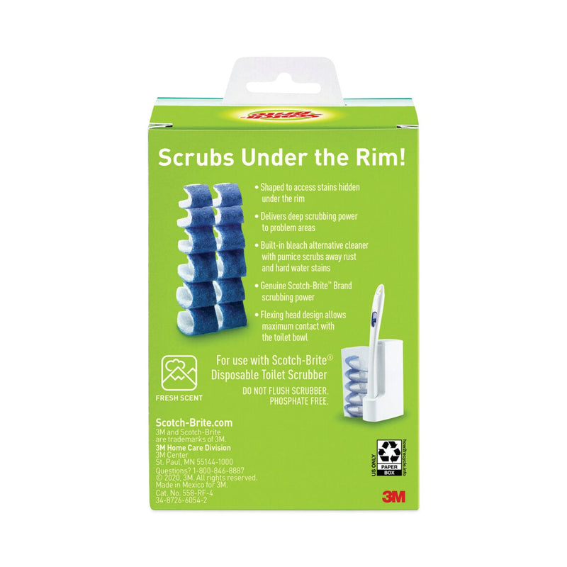 Scotch-Brite Disposable Toilet Scrubber Refill, Blue/White, 10/Pack
