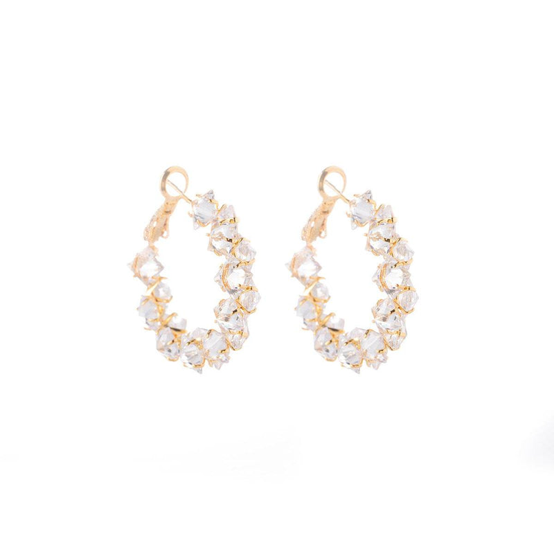 Dazzling Irregular Crystal Circle Hoop Earrings with S925 Sterling Silver Post, New Trend Elegant Geometry Earrings for Women Gifts | Cubic Zirconia