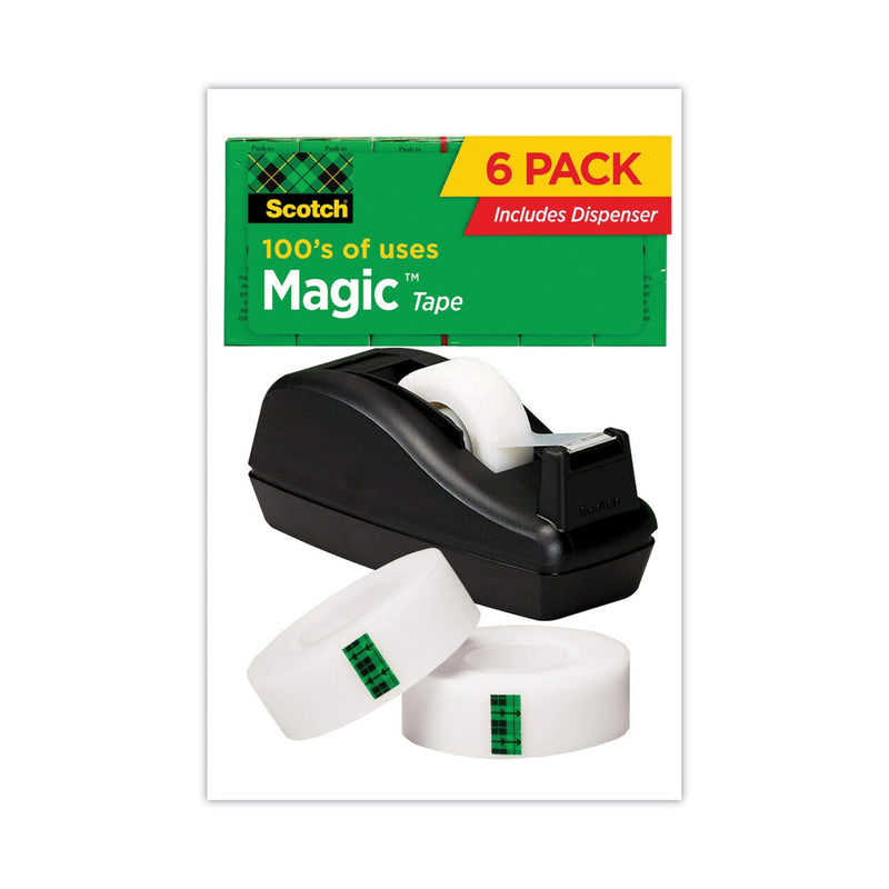Scotch Magic Tape Desktop Dispenser Value Pack, 1" Core, 0.75" x 83.33 ft, Clear