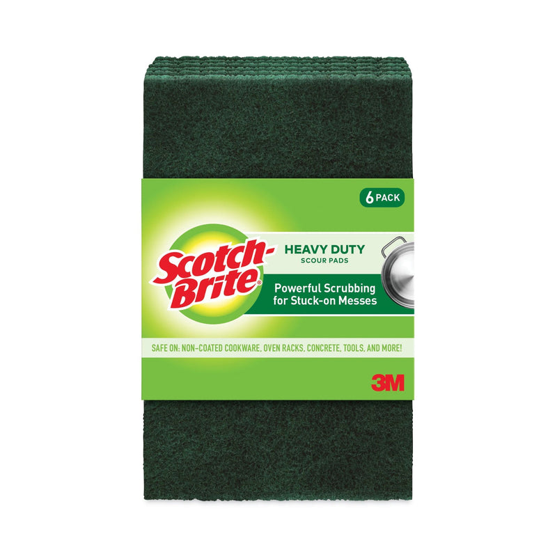 Scotch-Brite Heavy-Duty Scouring Pad, 3.8 x 6, Green, 5/Carton
