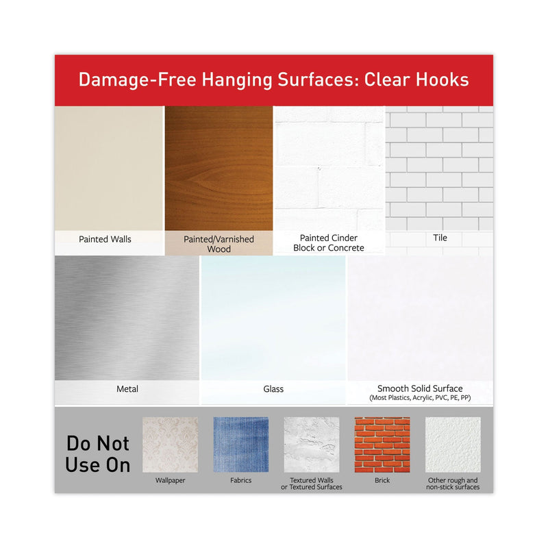 Command Clear Hooks and Strips, Plastic, Mini, 6 Hooks and 8 Strips/Pack