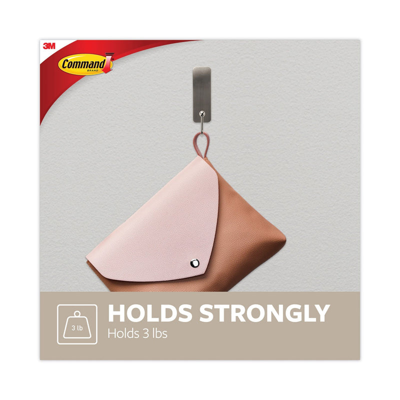 Command Decorative Hooks, Medium, Brushed Nickel, 2 Hook and 4 Strips/Pack