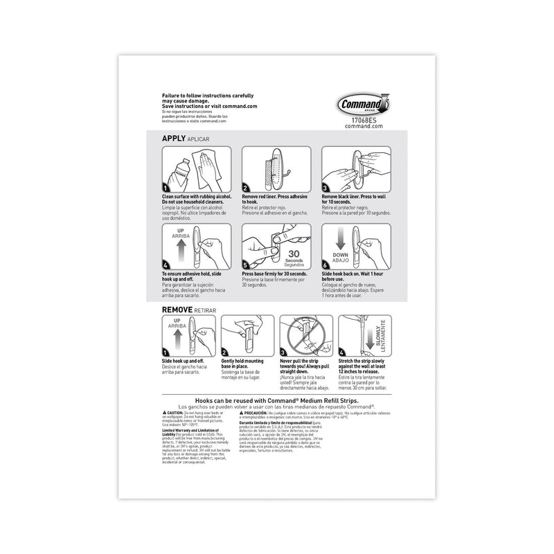 Command General Purpose Wire Hooks, Medium, 3 b Cap, White, 2 Hooks and 4 Strips/Pack