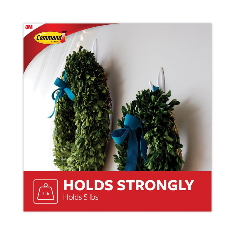 Command Designer Hooks, Plastic, White, 5 lb Cap, 16 Hooks and 24 Strips/Pack