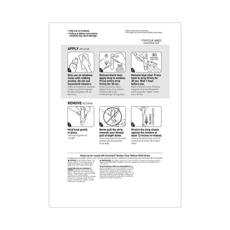 Command All Weather Hooks and Strips, Plastic, Medium, 2 Hooks and 4 Strips/Pack