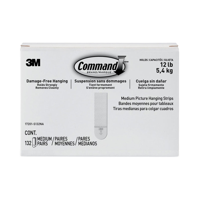 Command Picture Hanging Strips, Value Pack, Medium, Removable, Holds Up to 12 lbs, 0.75 x 2.75, White, 132 Pairs/Pack