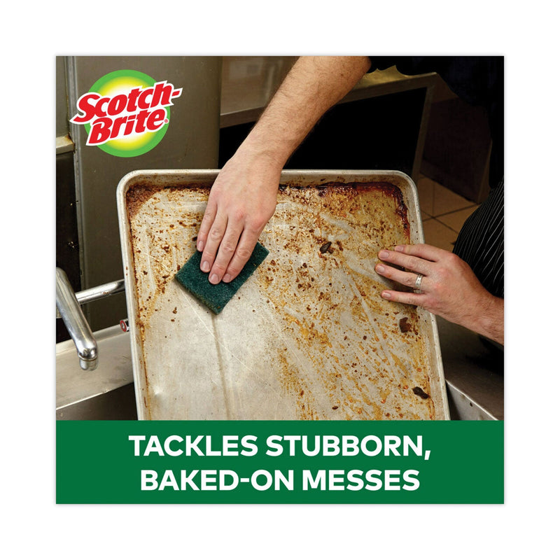 Scotch-Brite Heavy-Duty Scour Pad, 3.8 x 6, Green, 10/Carton