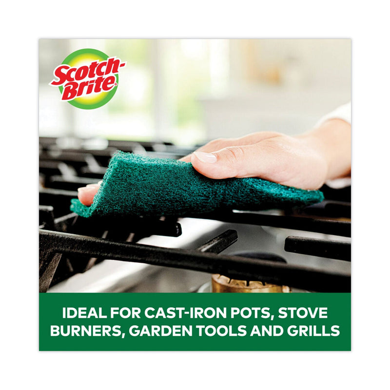 Scotch-Brite Heavy-Duty Scour Pad, 3.8 x 6, Green, 10/Carton
