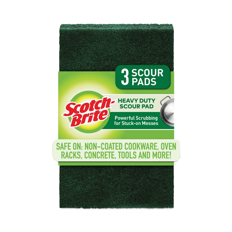 Scotch-Brite Heavy-Duty Scour Pad, 3.8 x 6, Green, 10/Carton