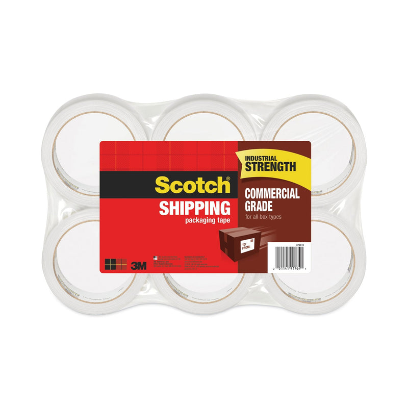 Scotch 3750 Commercial Grade Packaging Tape, 3" Core, 1.88" x 54.6 yds, Clear, 6/Pack