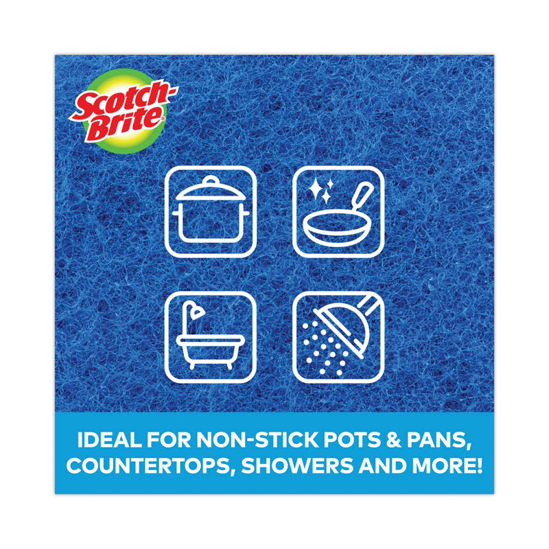 Scotch-Brite Non-Scratch Scour Pads, Size 3 x 6, Blue, 10/Carton