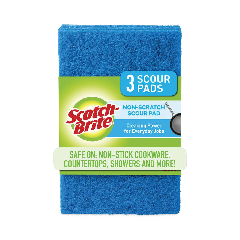 Scotch-Brite Non-Scratch Scour Pads, Size 3 x 6, Blue, 10/Carton