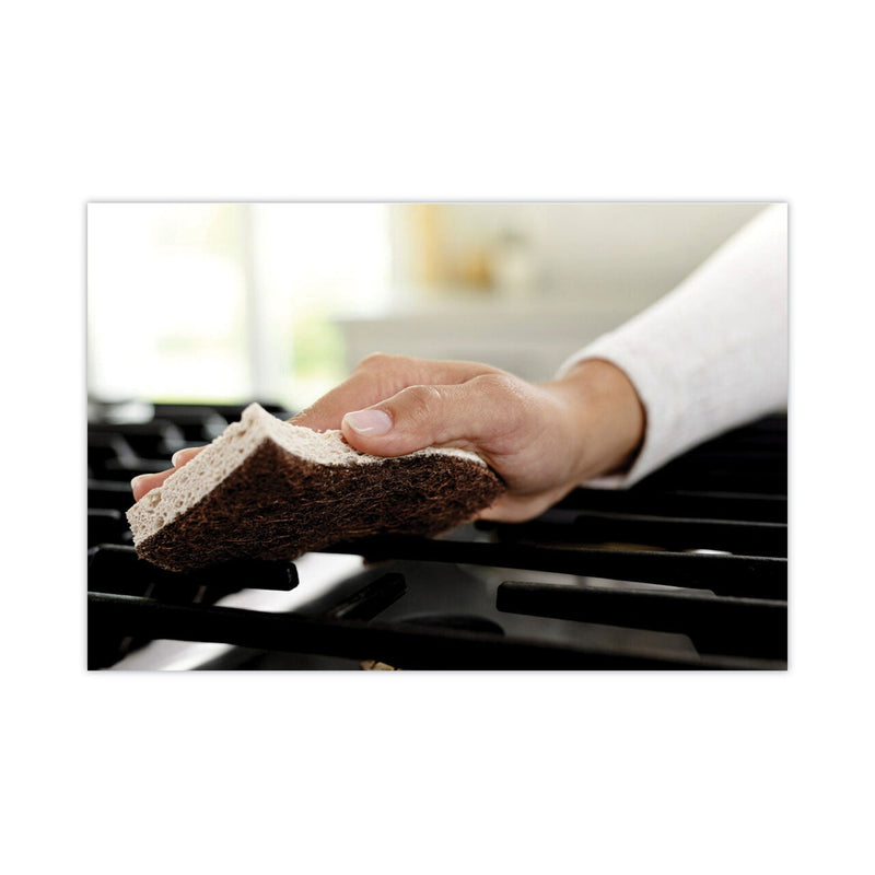 Scotch-Brite Greener Clean Heavy-Duty Scrub Sponge, 4.5 x 2.7, 0.6" Thick, Light Brown, 3/Pack