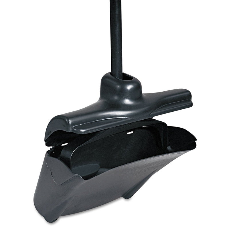 Rubbermaid Lobby Pro Upright Dustpan, with Cover, 12.5w x 37h, Plastic Pan/Metal Handle, Black