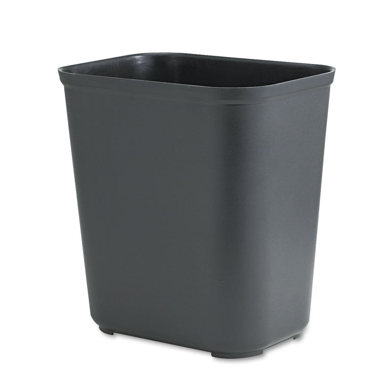 Rubbermaid Fire-Resistant Wastebasket, Rectangular, Fiberglass, 7 gal, Black