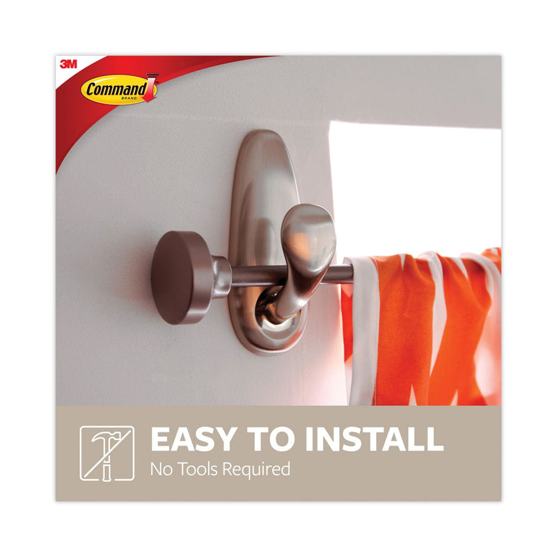 Command Adhesive Mount Metal Hook, Large, Brushed Nickel Finish, 2 Hooks and 4 Strips/Pack