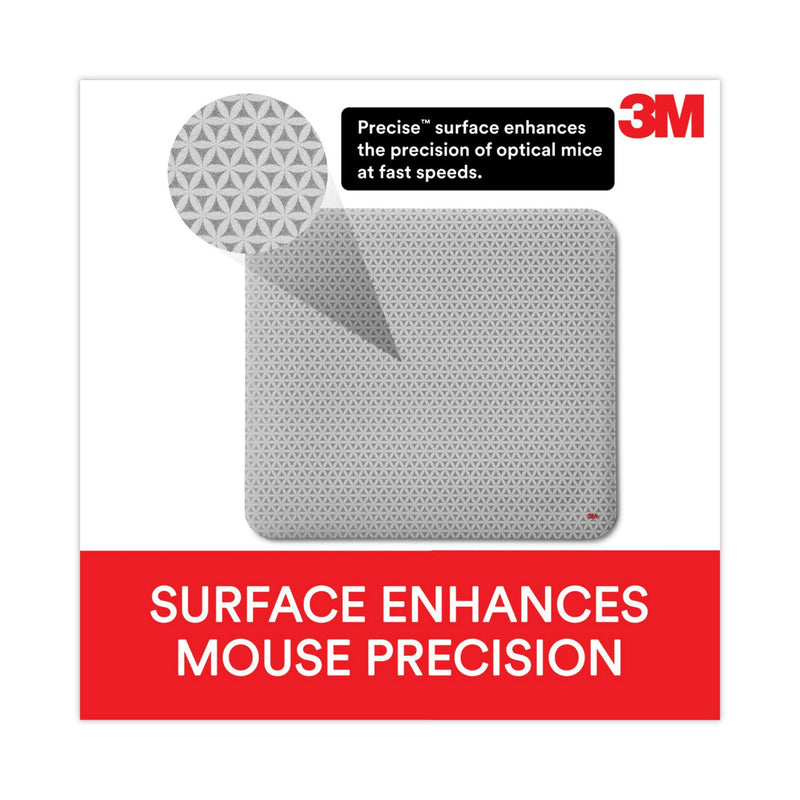 3M Precise Mouse Pad with Nonskid Repositionable Adhesive Back, 8.5 x 7, Bitmap Design