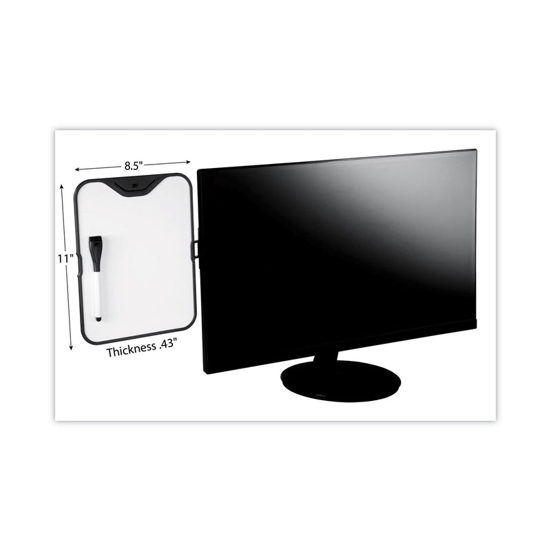 3M Monitor Whiteboard, 10 Sheet Capacity, Plastic, Black/White