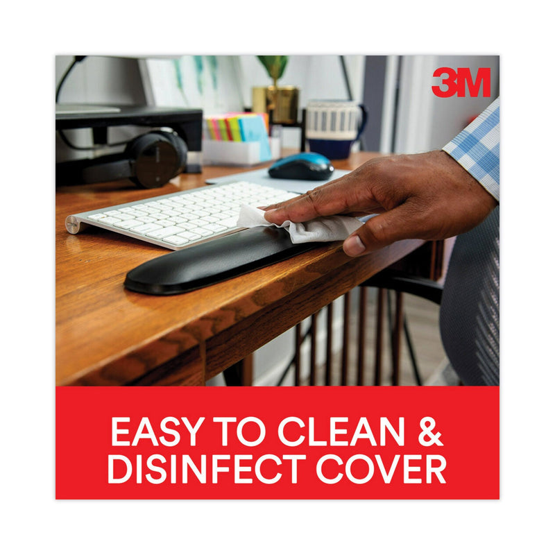 3M Antimicrobial Gel Small Mouse Pad with Wrist Rest, 7 x 2.37, Black
