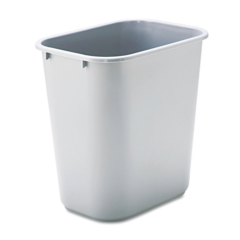 Rubbermaid Deskside Plastic Wastebasket, Rectangular, 7 gal, Gray