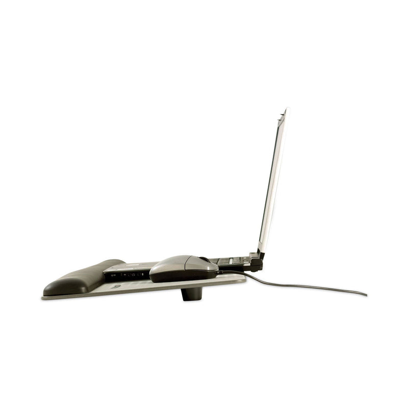 3M Antimicrobial Gel Mouse Pad/Keyboard Wrist Rest Platform, 25.5 x 10.6, Black/Silver