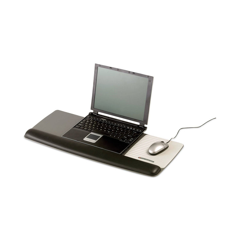 3M Antimicrobial Gel Mouse Pad/Keyboard Wrist Rest Platform, 25.5 x 10.6, Black/Silver